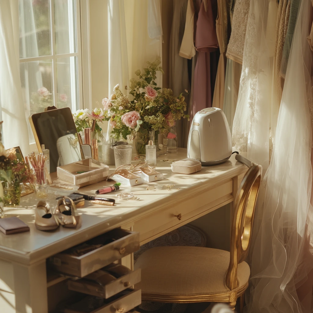 Bridal Prep Closet Island with Getting-Ready Details