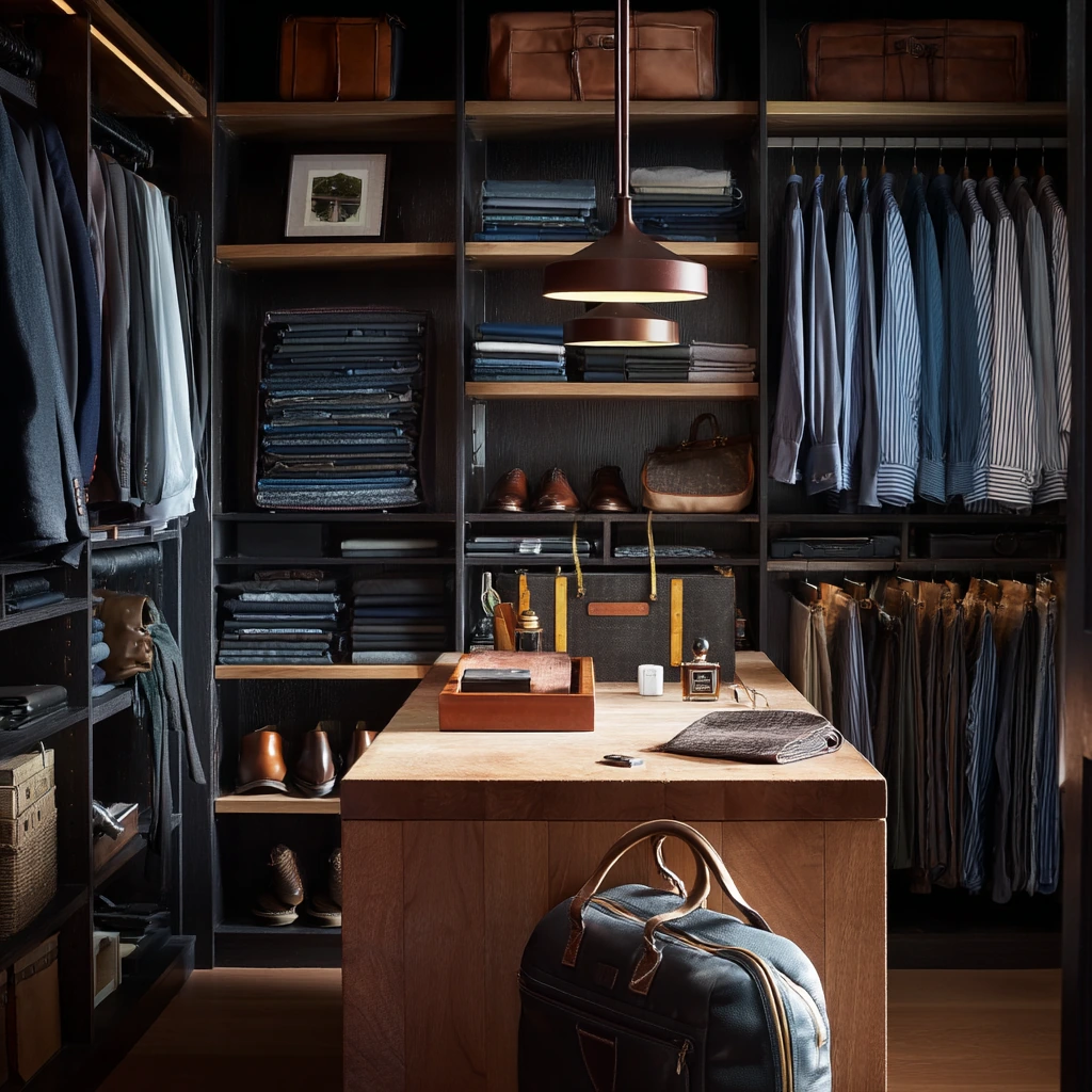 Men’s Closet Island with Grooming and Workwear