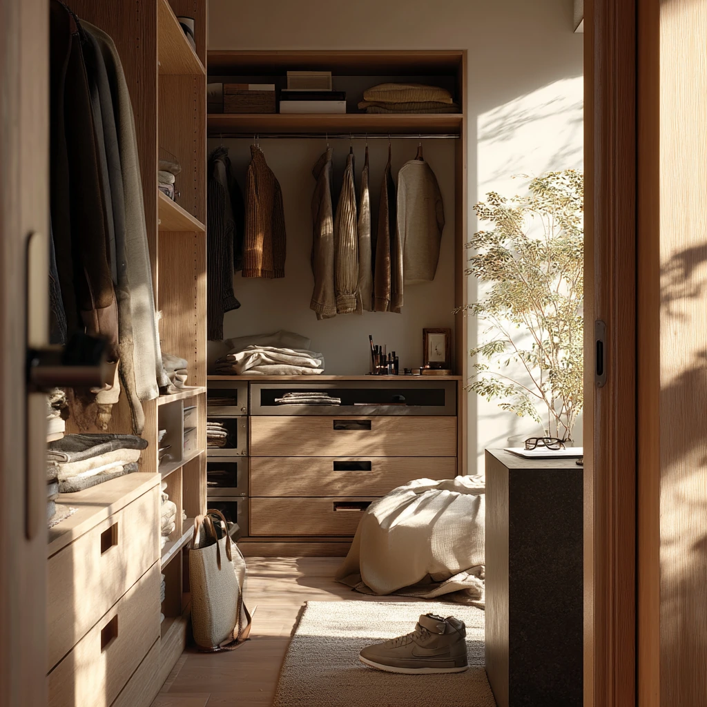 Well-Used Luxury Closet Island in a Morning Routine