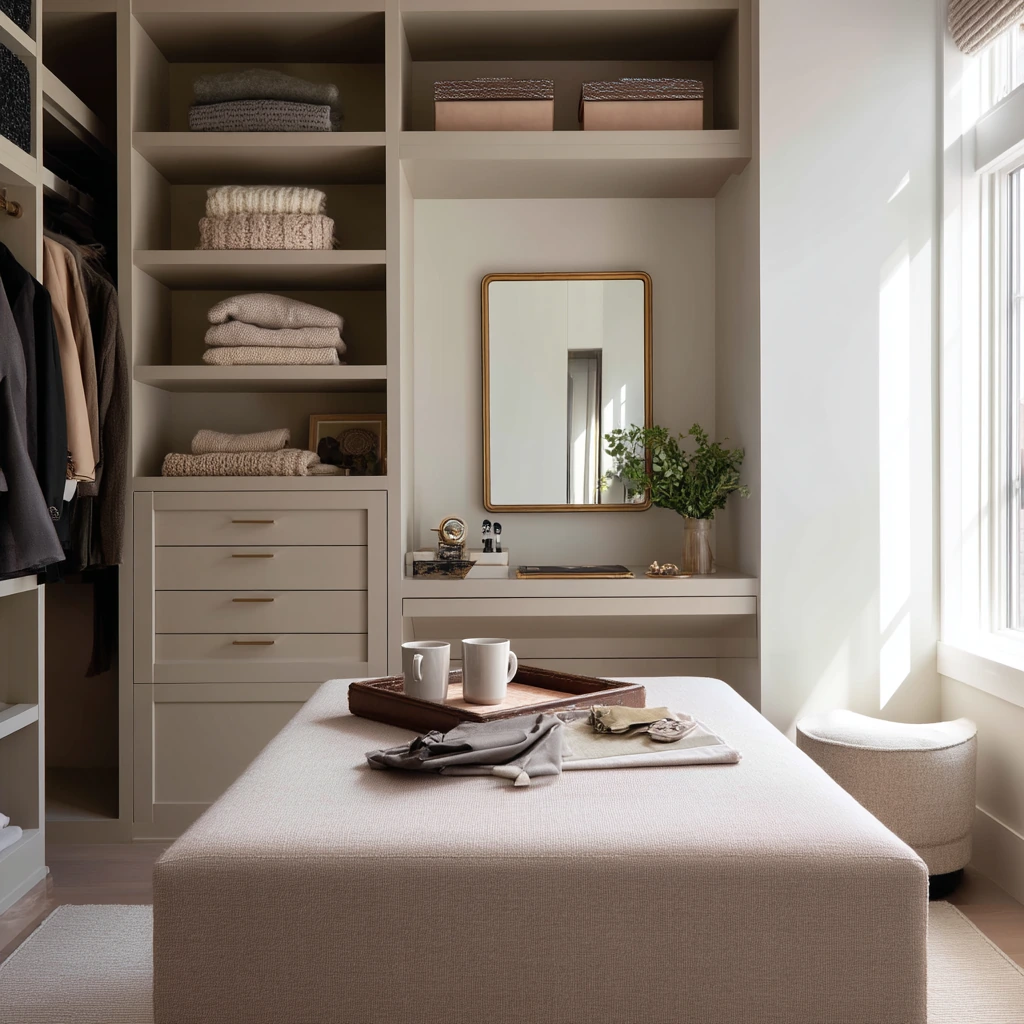 Shared Primary Closet Island for Daily Getting-Ready