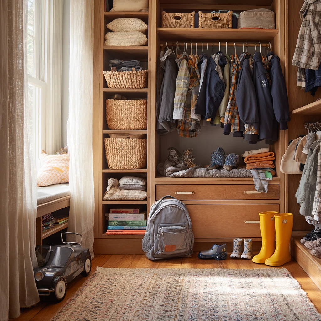 Family Closet Island with Kid Storage