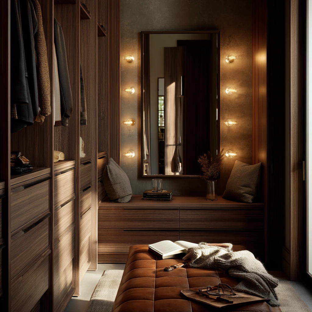 Moody Primary Closet with Mirror Lights