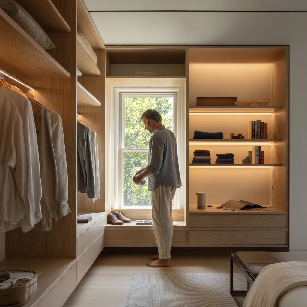 Minimal Closet with Hidden Linear LEDs