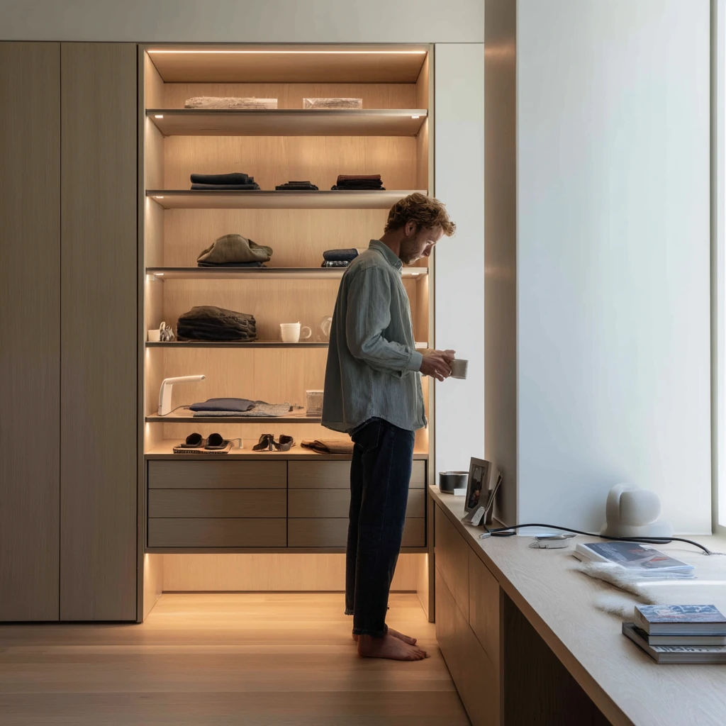 Minimal Closet with Hidden Linear LEDs