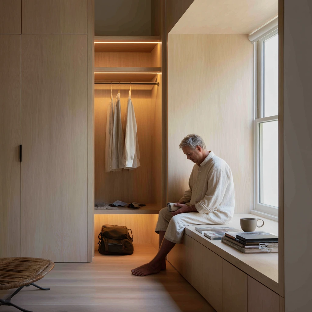 Minimal Closet with Hidden Linear LEDs