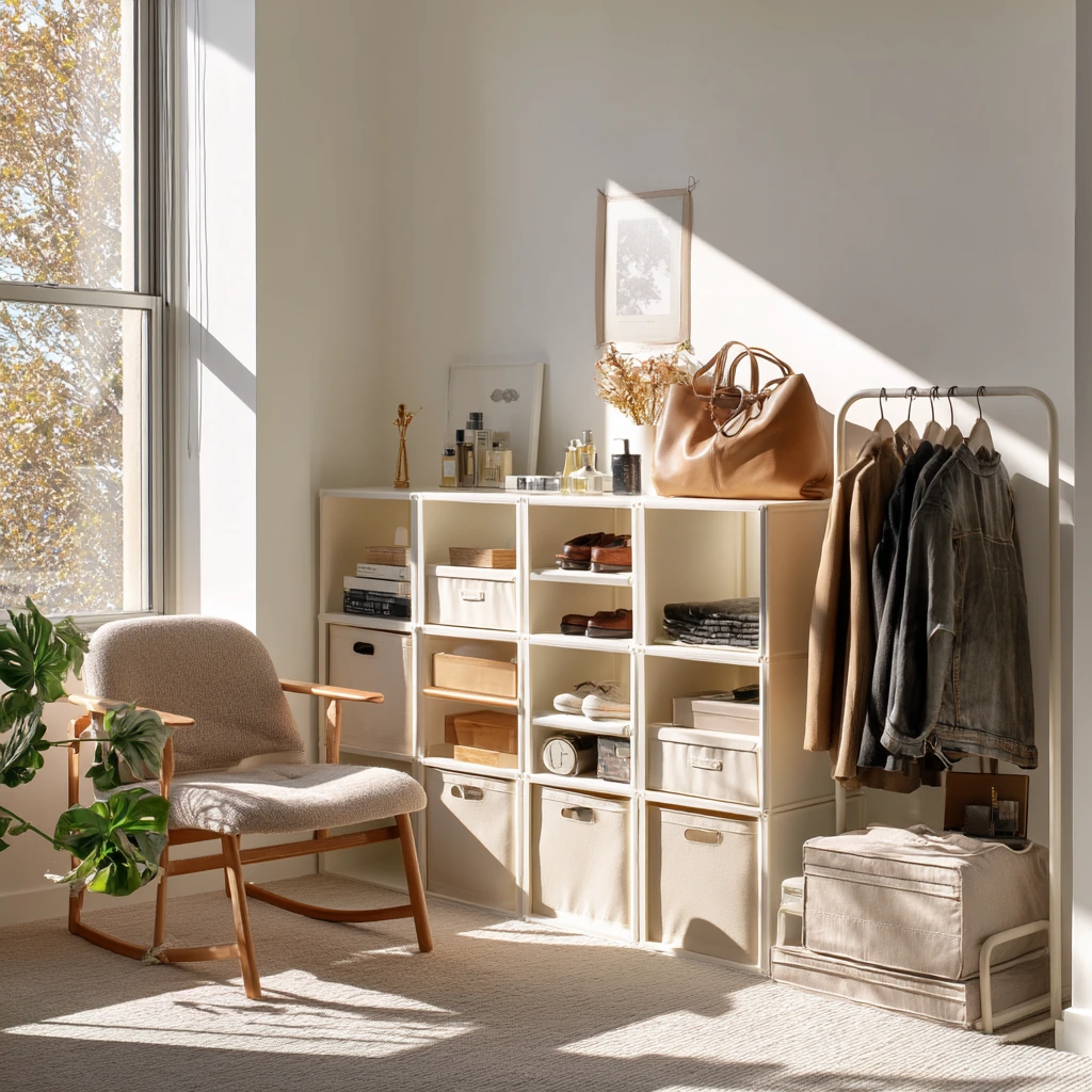 Renter-Safe Closet Shelving with Removable Storage