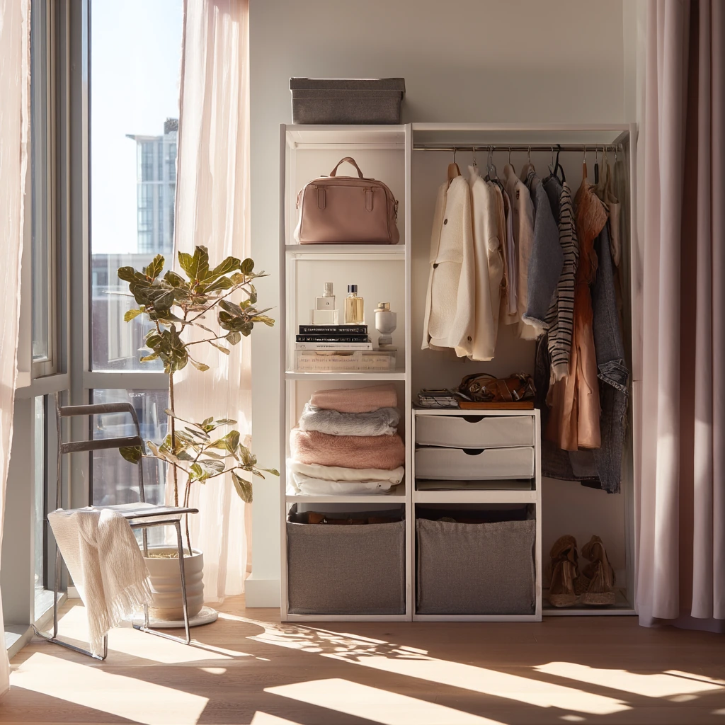 Renter-Safe Closet Shelving with Removable Storage
