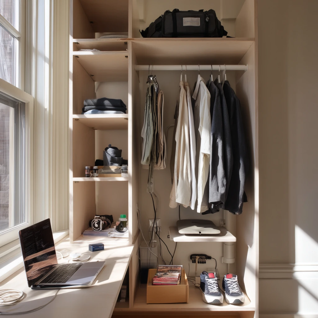 Minimal Closet Shelving for a Small Studio
