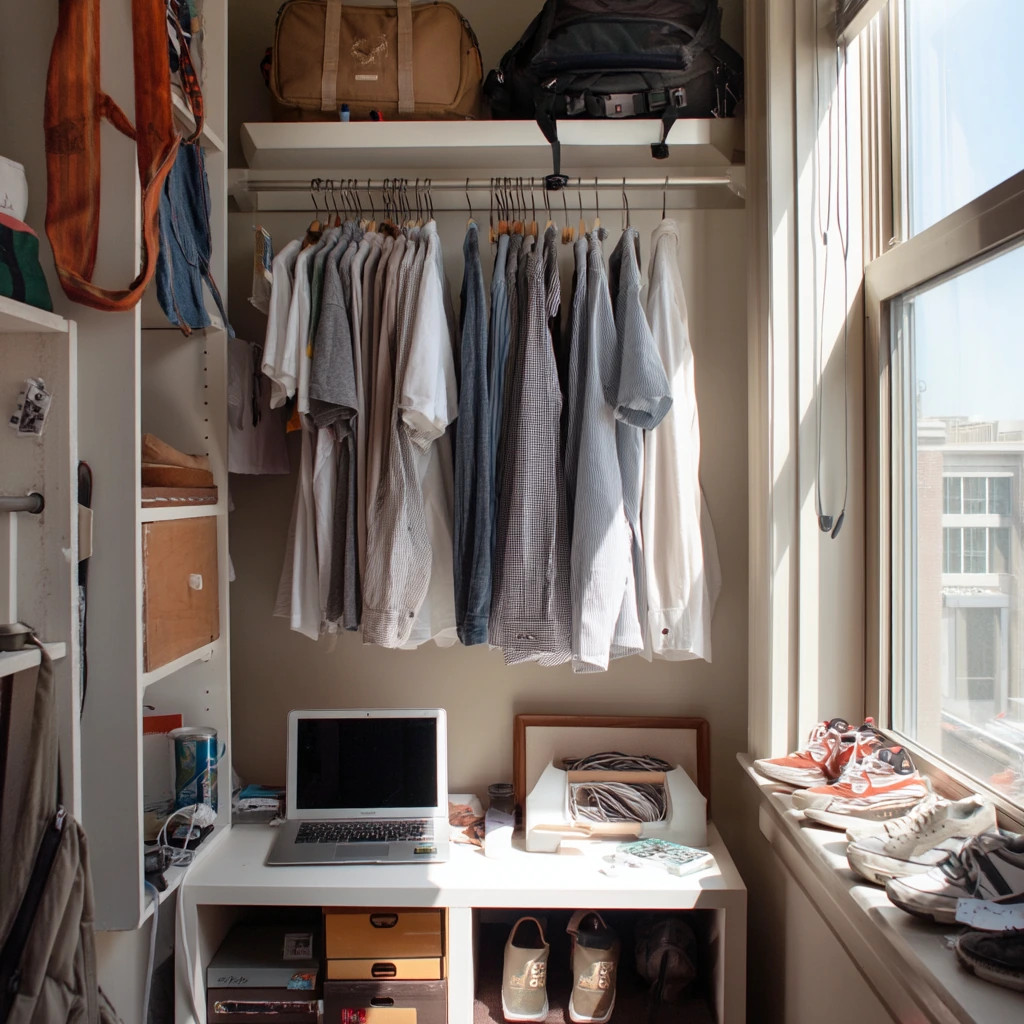 Minimal Closet Shelving for a Small Studio