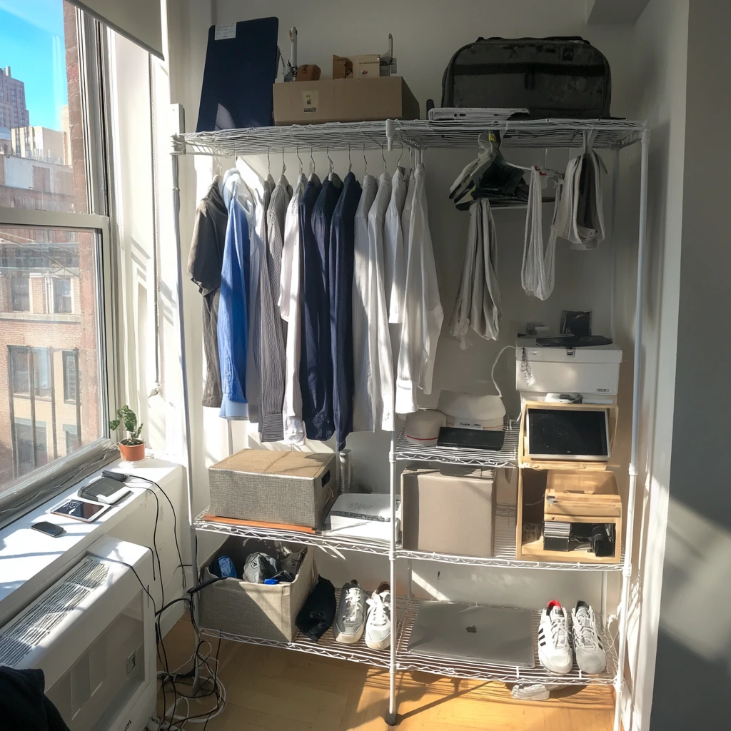 Minimal Closet Shelving for a Small Studio
