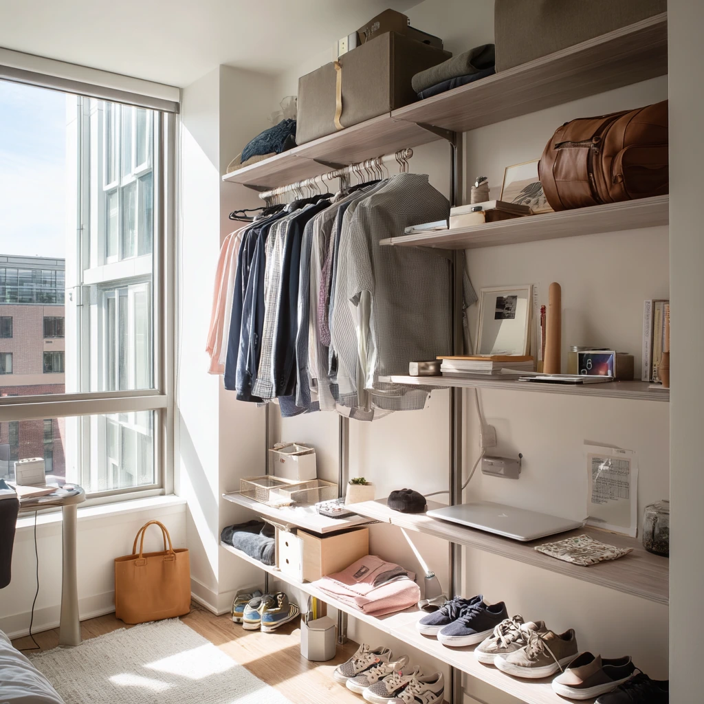 Minimal Closet Shelving for a Small Studio