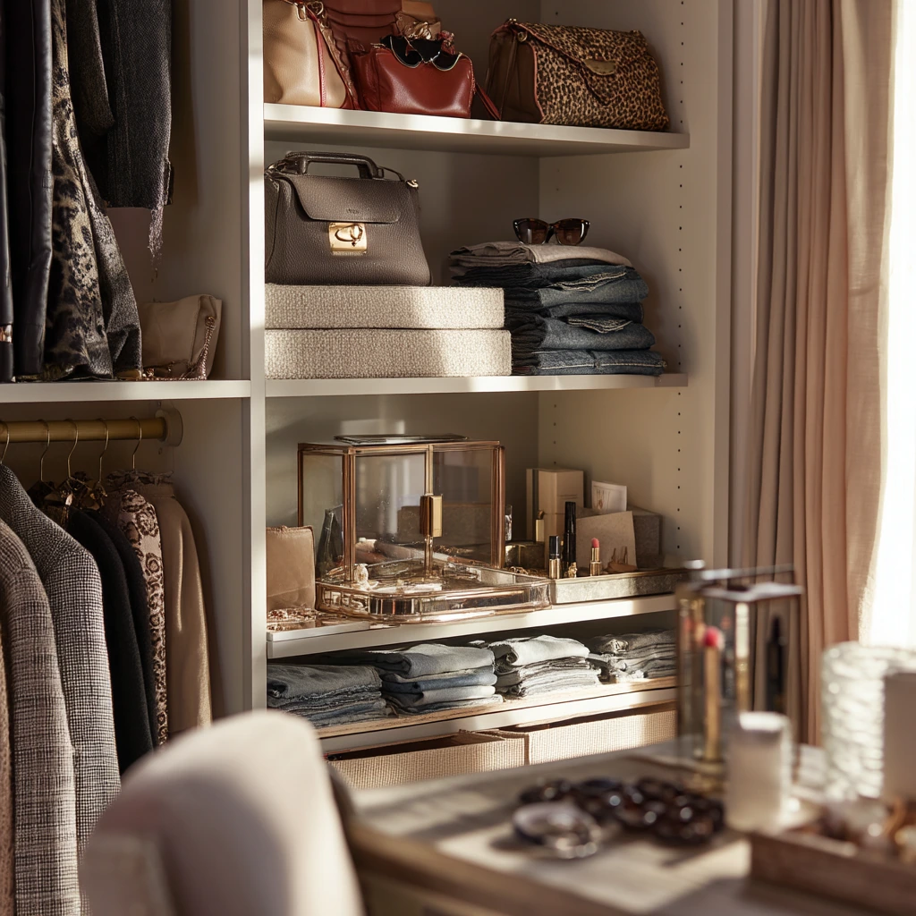 Closet Shelving with Boutique Display for Accessories