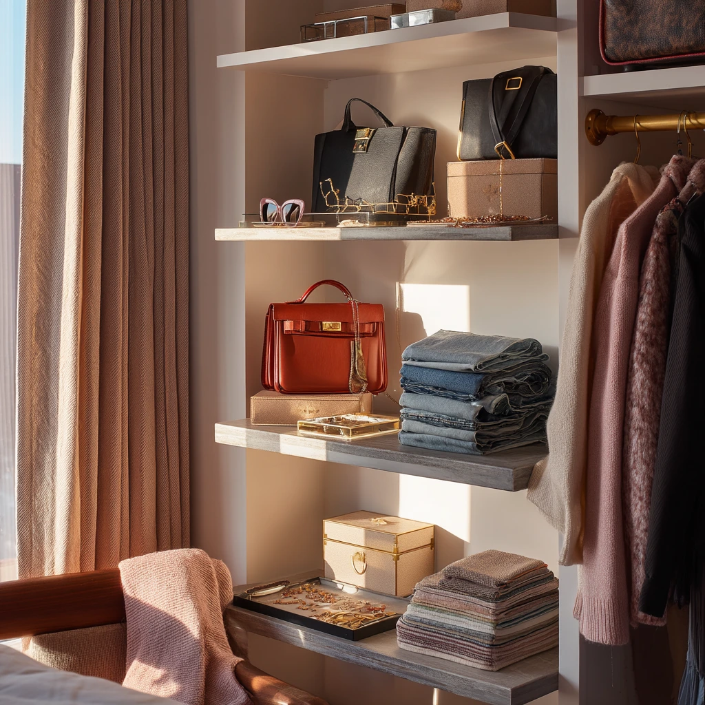 Closet Shelving with Boutique Display for Accessories
