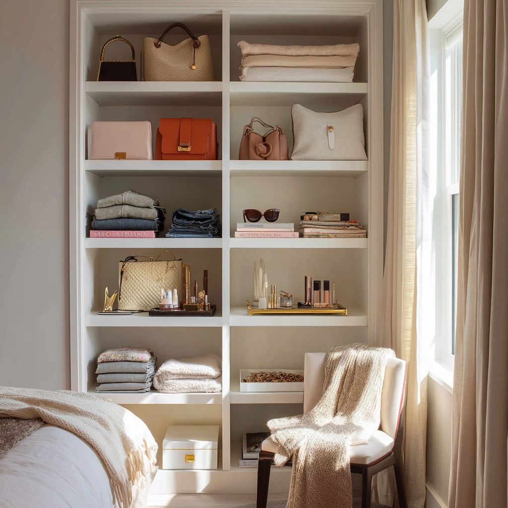 Closet Shelving with Boutique Display for Accessories