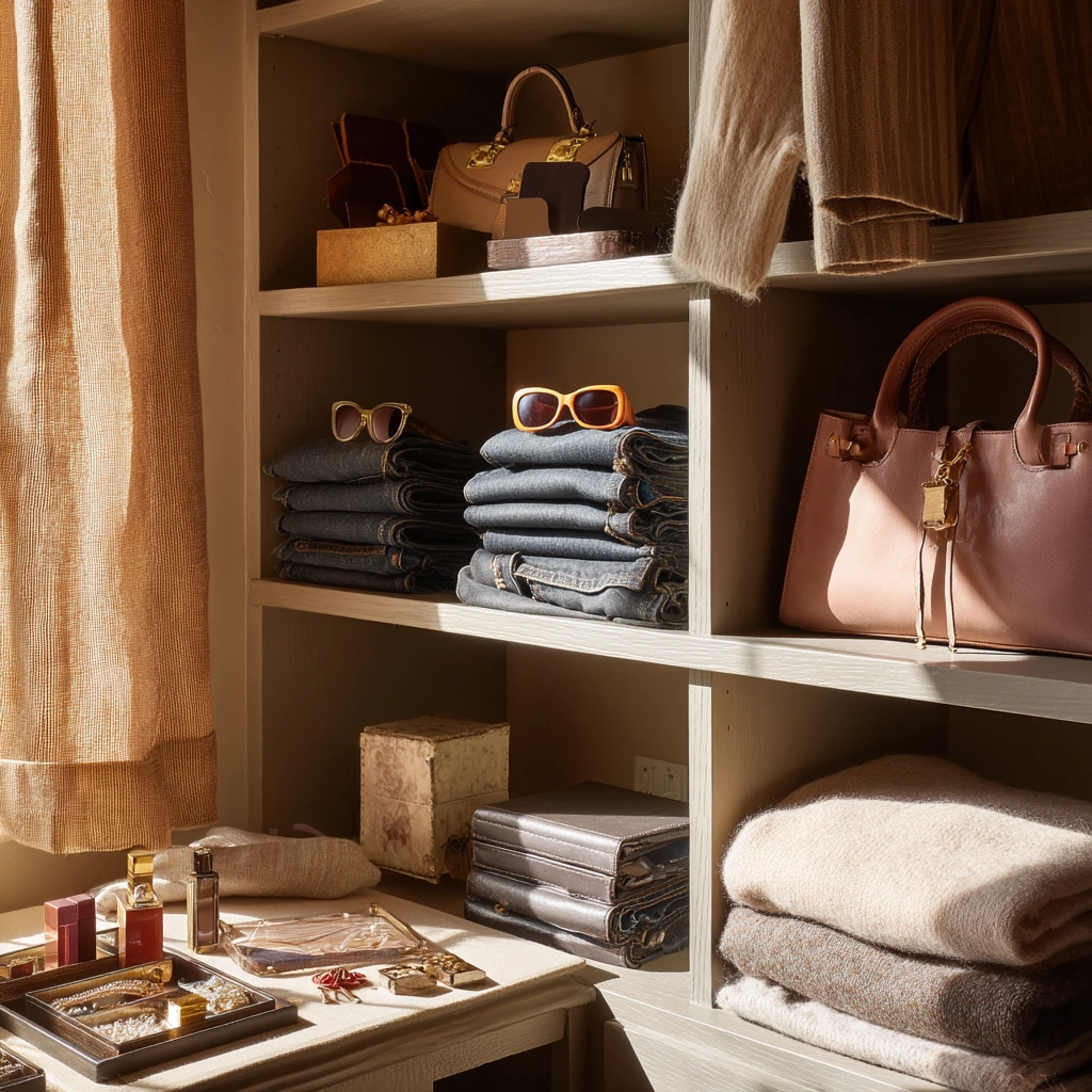 Closet Shelving with Boutique Display for Accessories