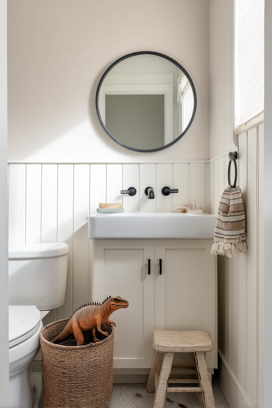 Family Home Powder Room in a Former Closet