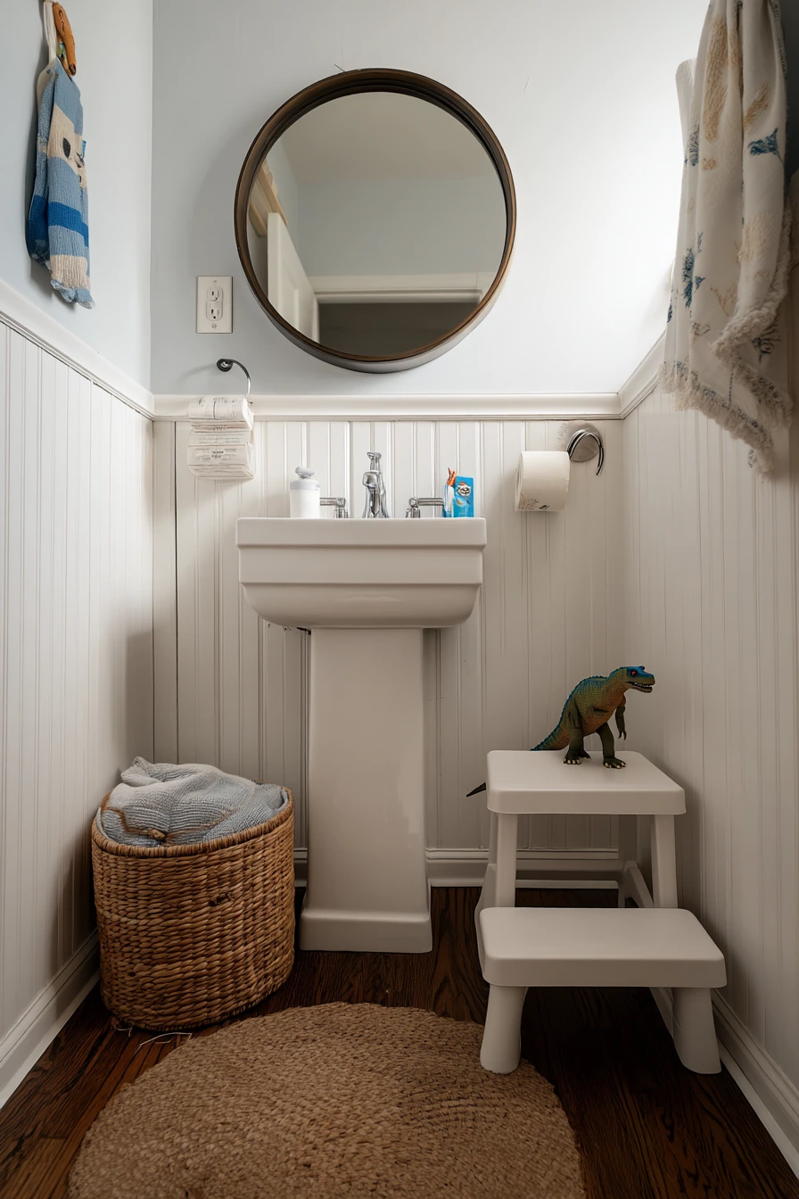Family Home Powder Room in a Former Closet