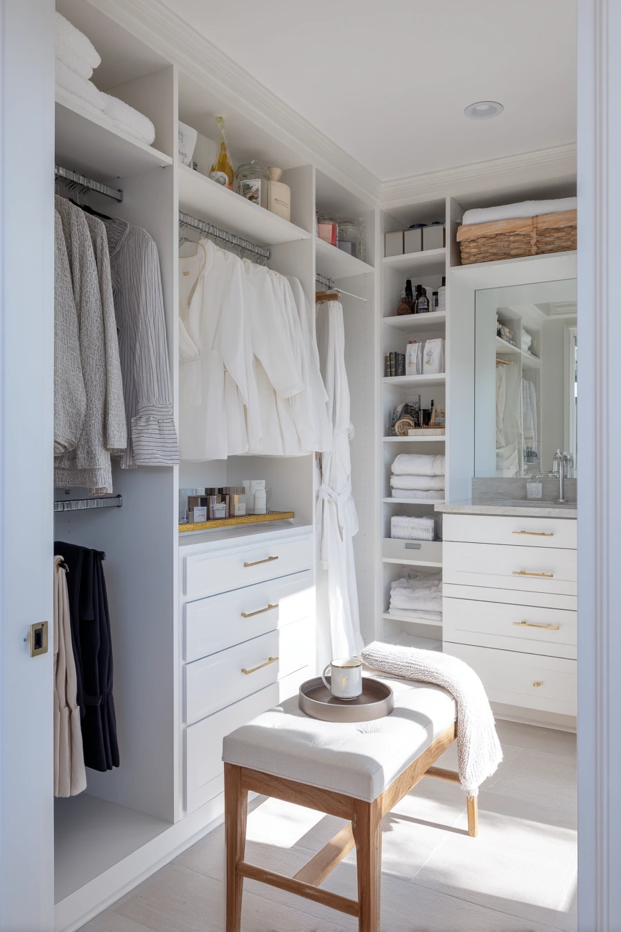 Primary Suite Closet Bath with Calm Storage