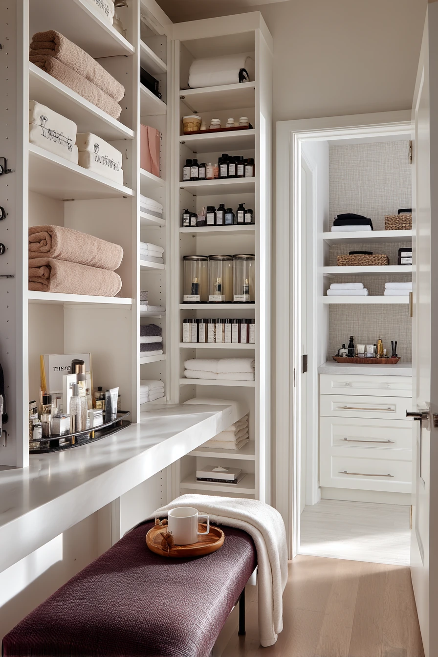 Primary Suite Closet Bath with Calm Storage