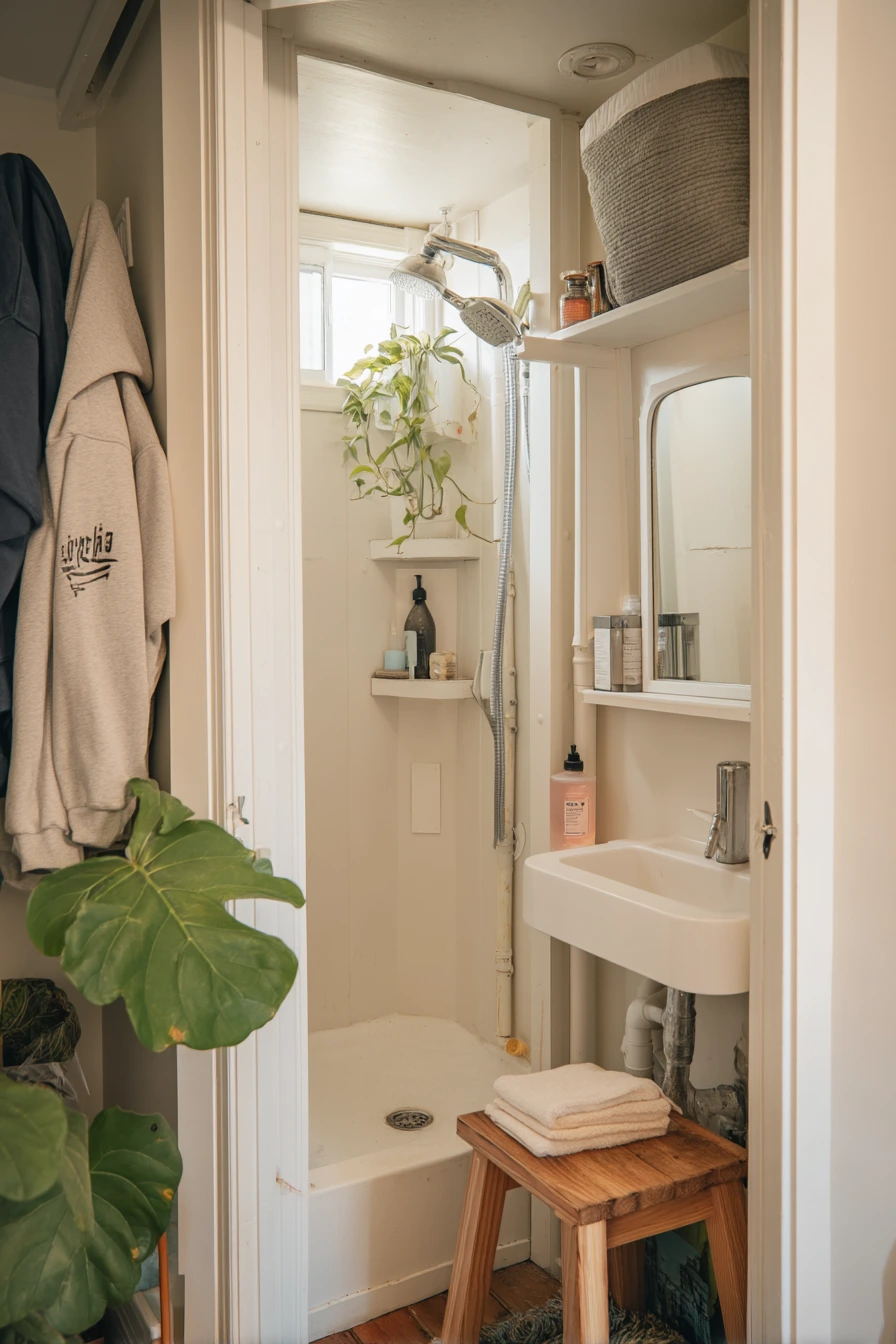 Small-Space Basement Closet Bath