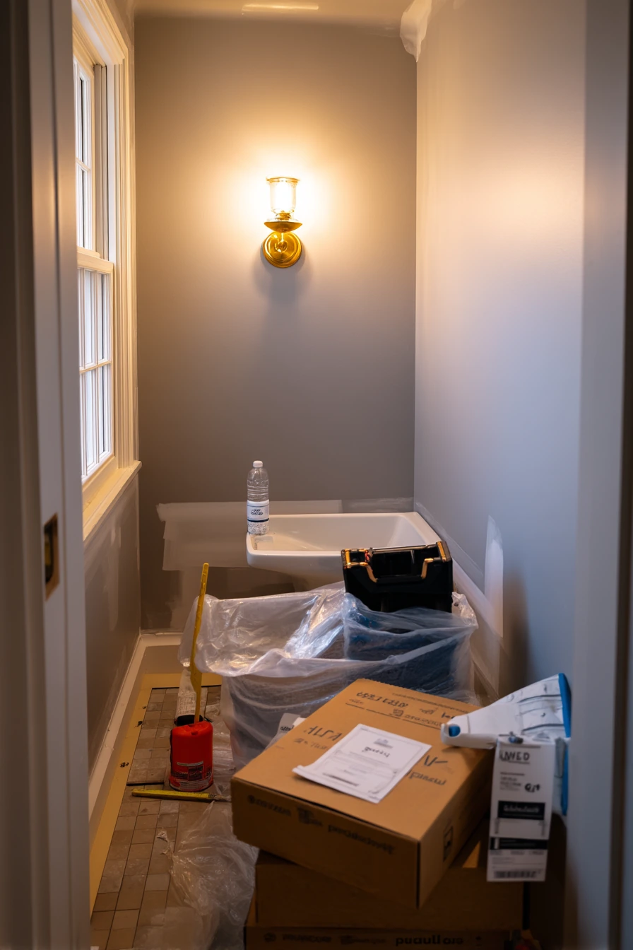 Budget DIY Closet Bath in Progress