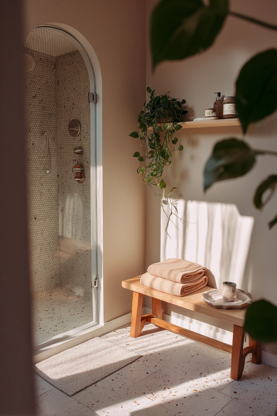 Airy Closet Bath with Daylight and Plants