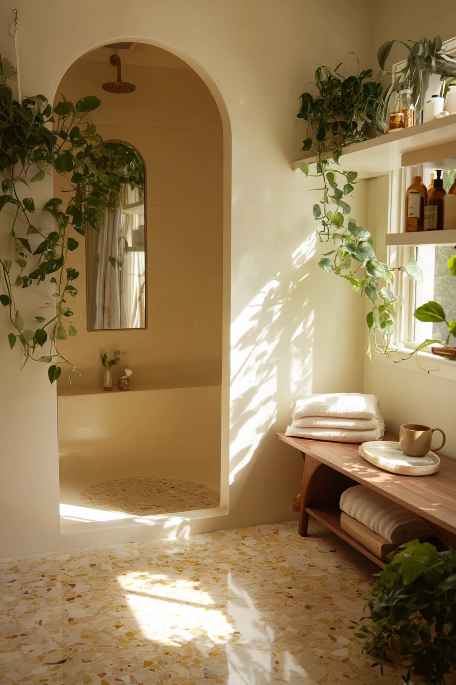 Airy Closet Bath with Daylight and Plants