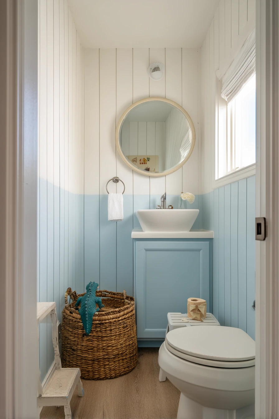 Family Home Powder Room in a Former Closet
