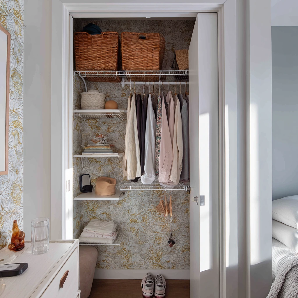 Renter-Friendly Peel-and-Stick Closet Wallpaper Refresh