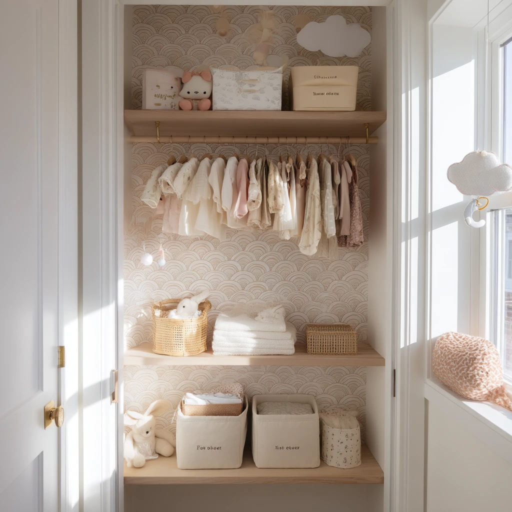Tiny Nursery Closet with Soft Whimsy