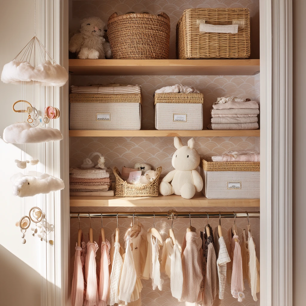 Tiny Nursery Closet with Soft Whimsy