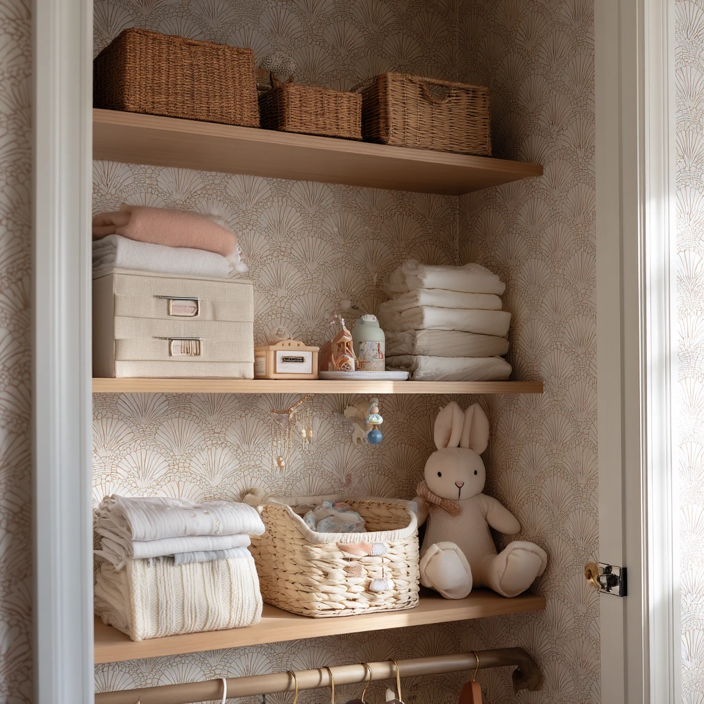 Tiny Nursery Closet with Soft Whimsy