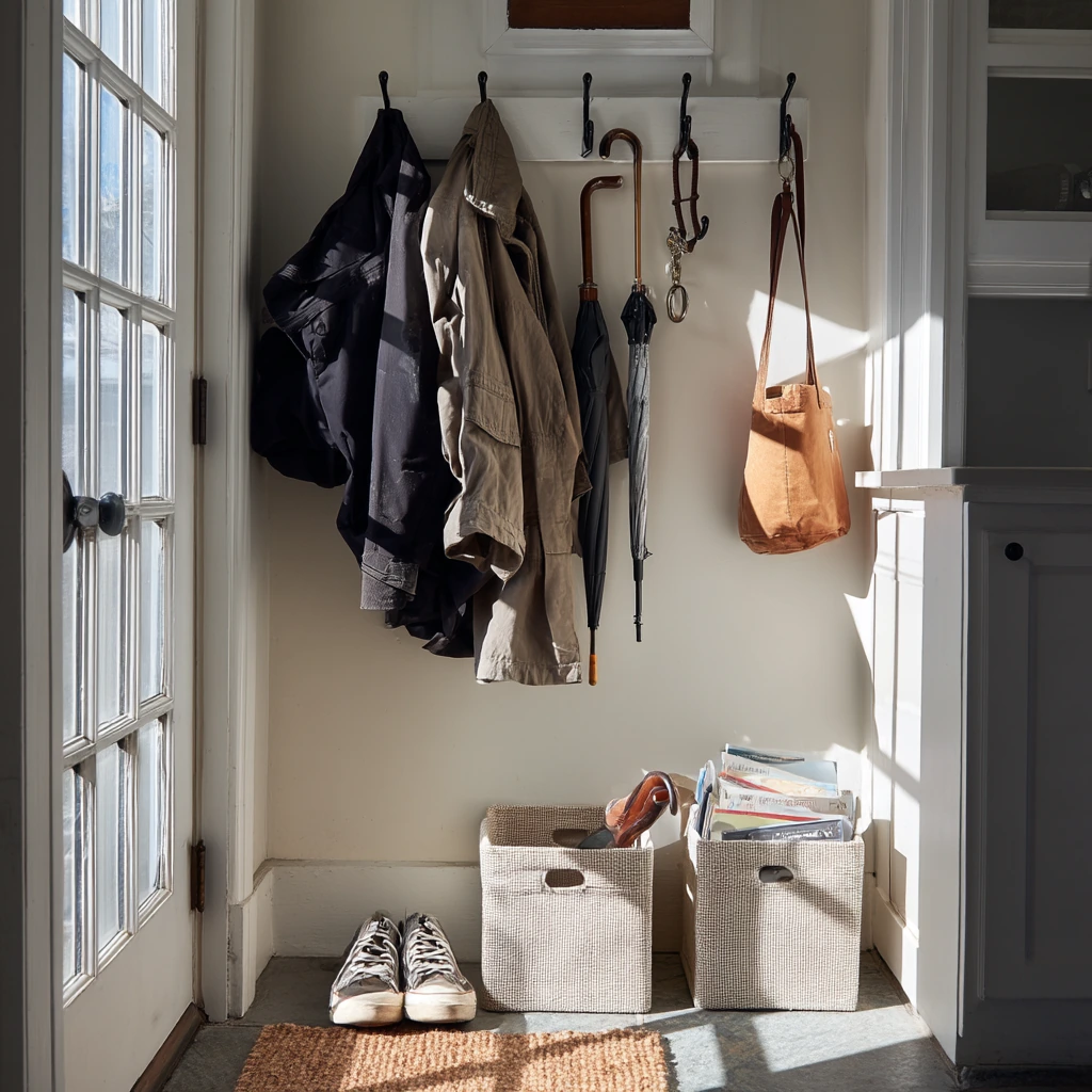 Tiny Entryway Coat and Shoe Zone