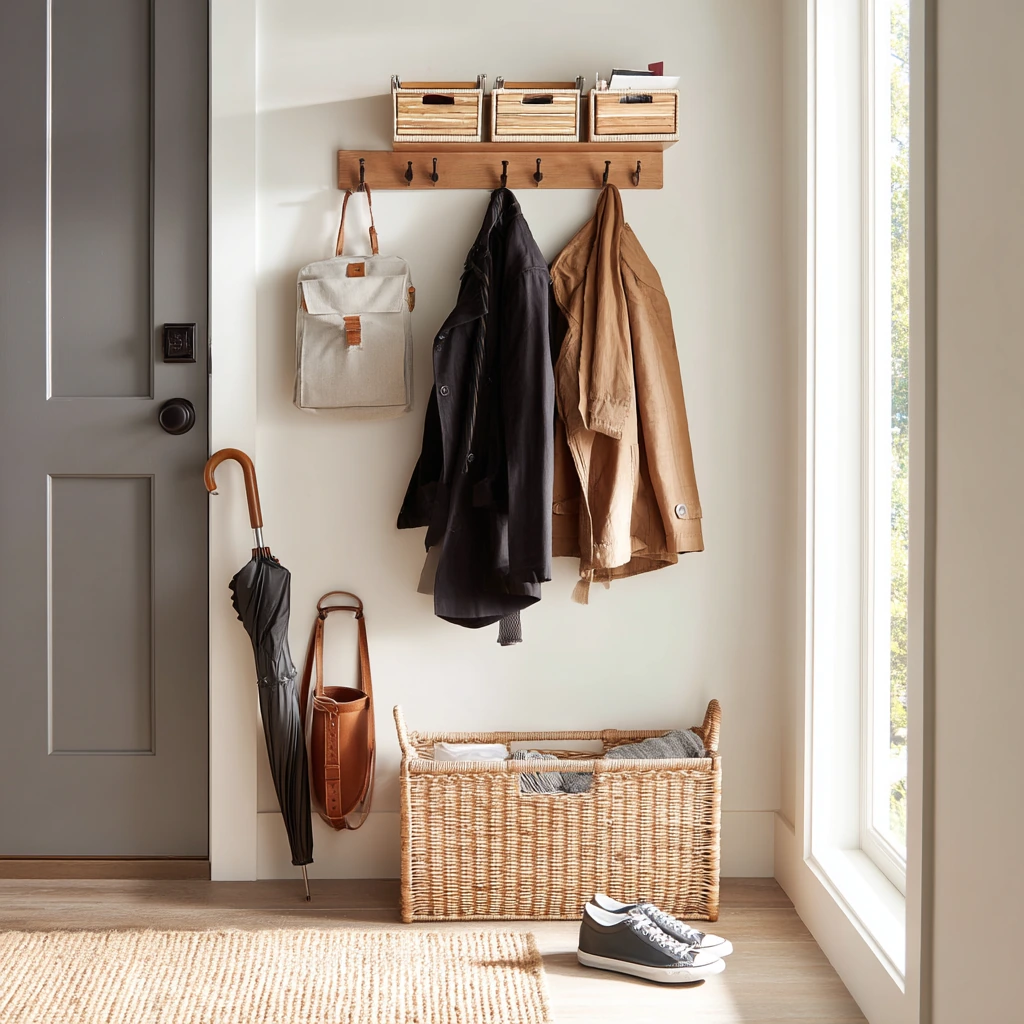 Tiny Entryway Coat and Shoe Zone