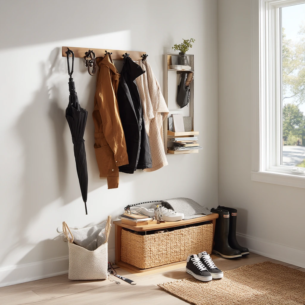 Tiny Entryway Coat and Shoe Zone