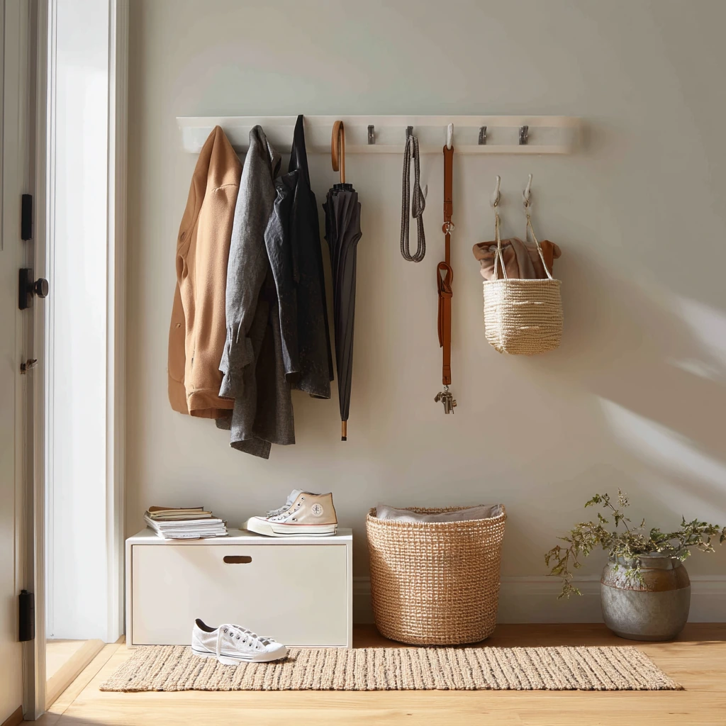 Tiny Entryway Coat and Shoe Zone