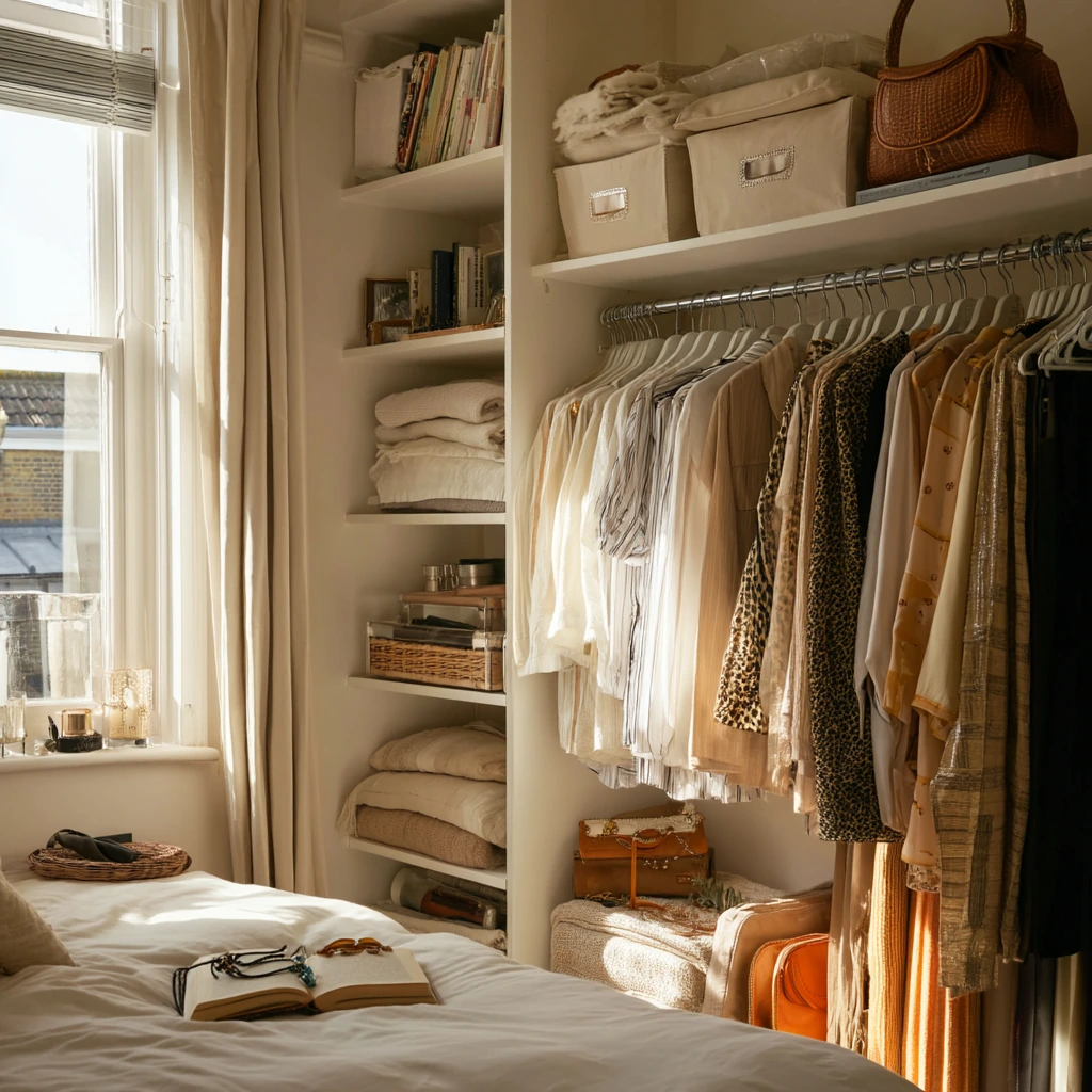 Open Closet With Styling Shelf