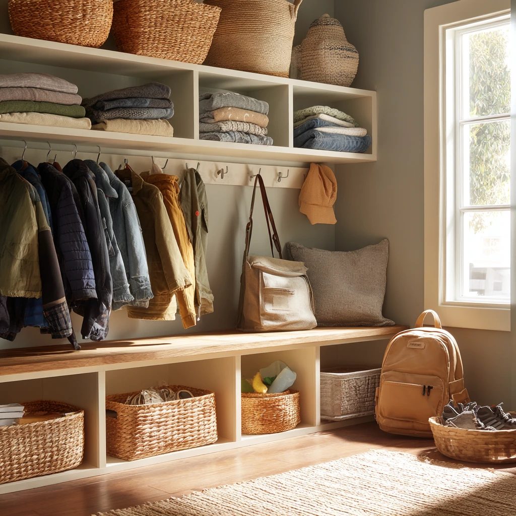 Closet Nook With Open Shelving