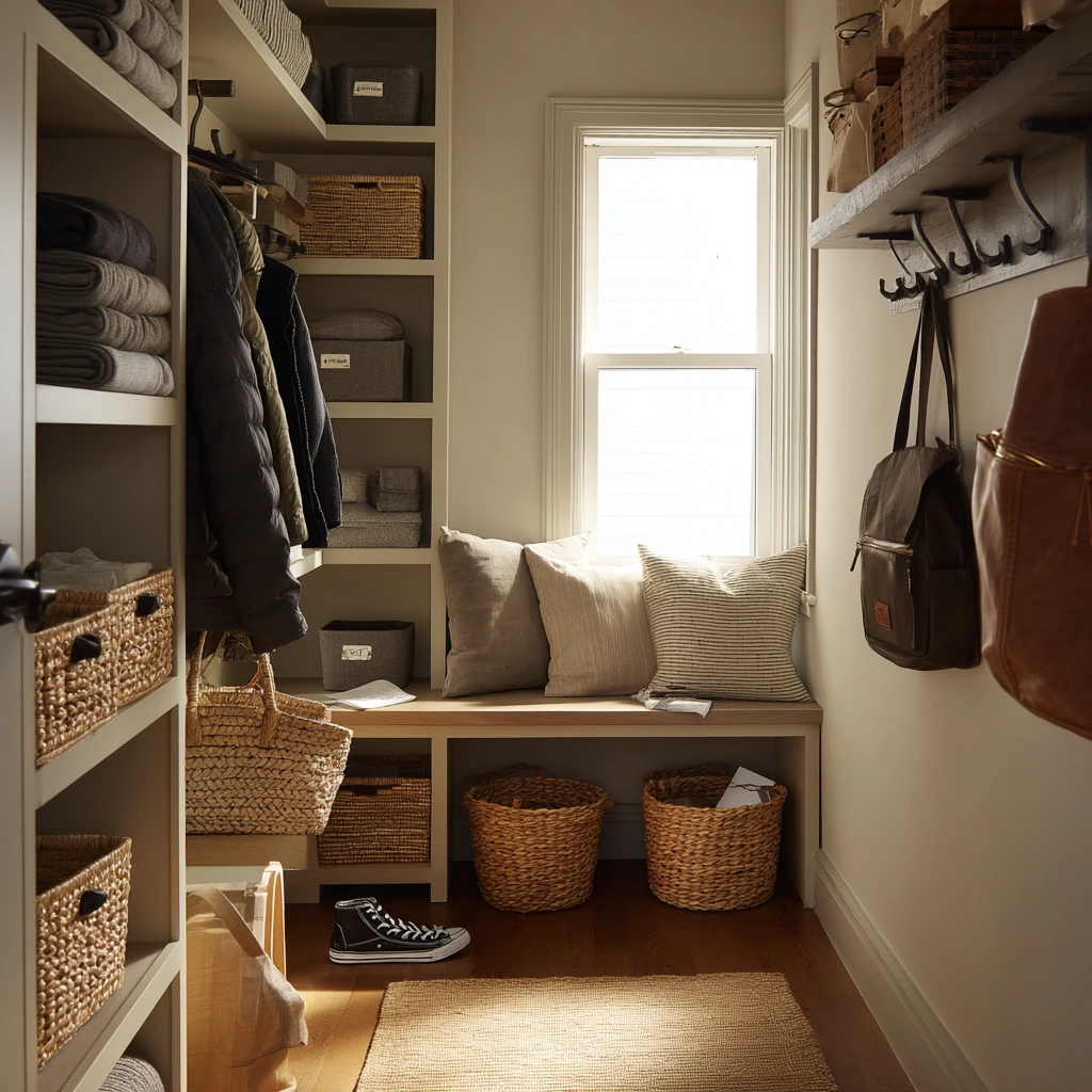 Closet Nook With Open Shelving