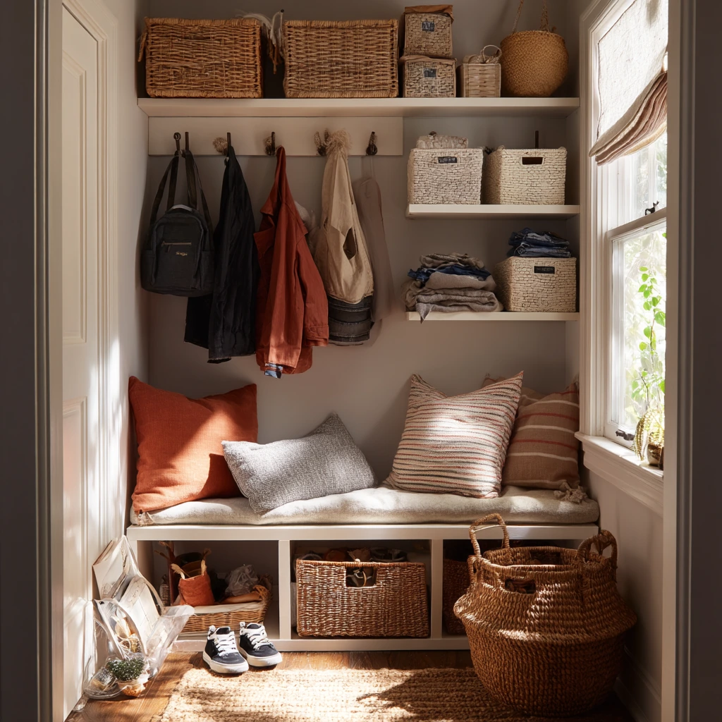 Closet Nook With Open Shelving