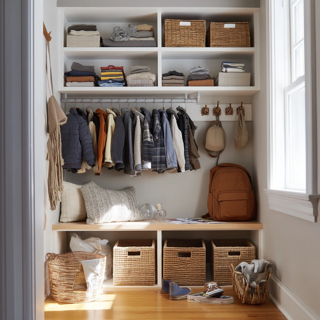 Closet Nook With Open Shelving