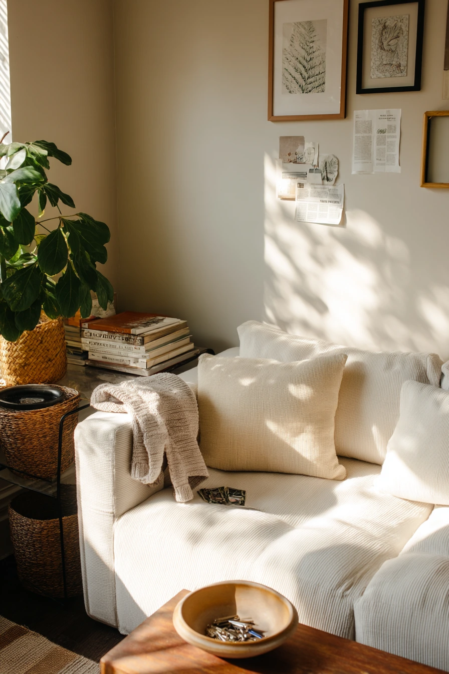 Renter-Friendly Layered Lounge with Thrift Finds