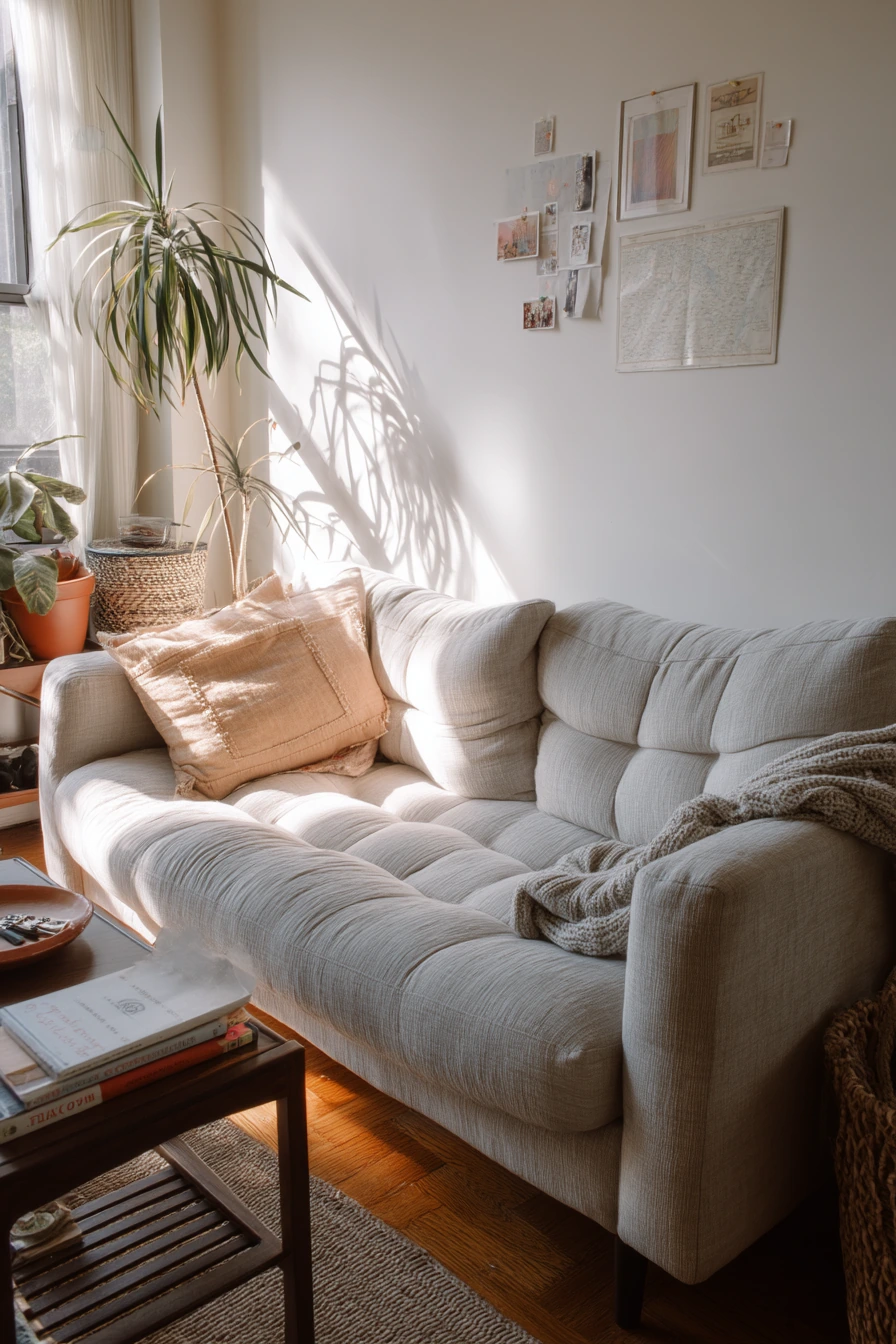 Renter-Friendly Layered Lounge with Thrift Finds