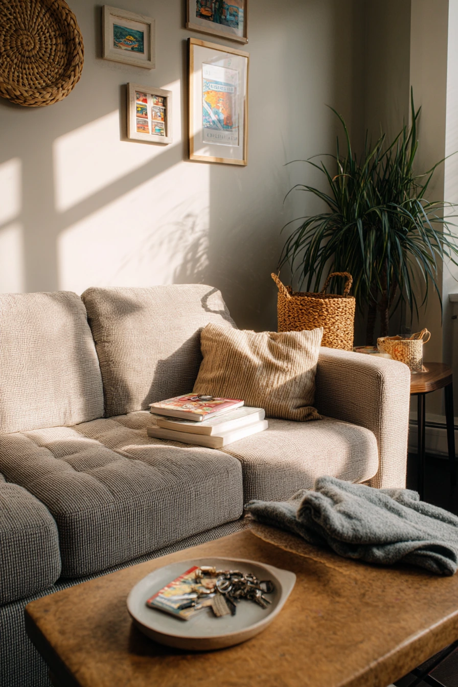 Renter-Friendly Layered Lounge with Thrift Finds