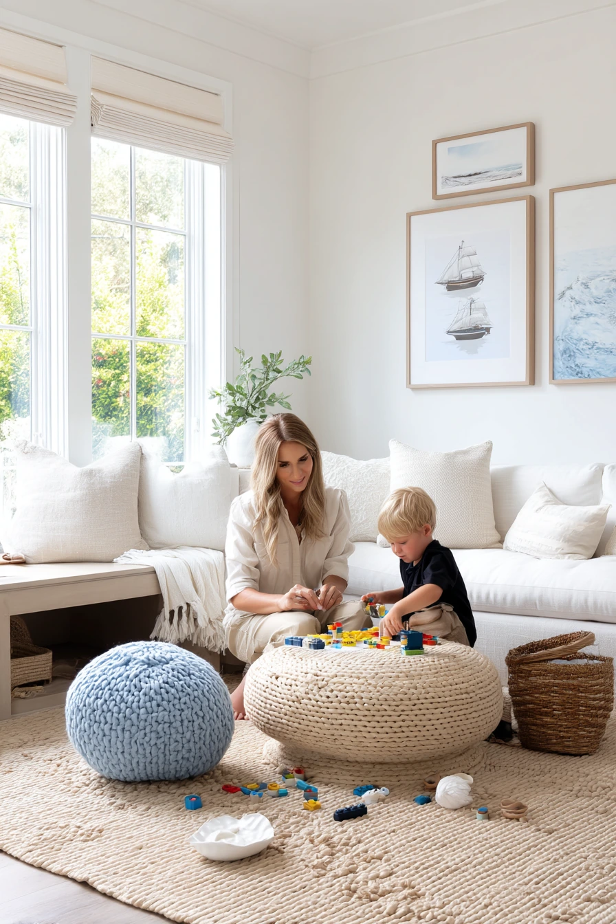 Multiuse Coastal Playroom Living Area