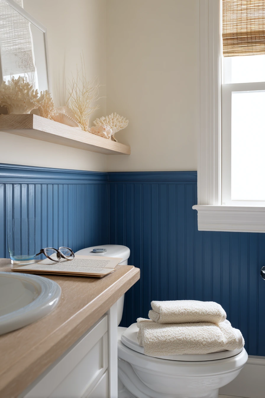 Coastal-Inspired Guest Bath in Cobalt and Sand