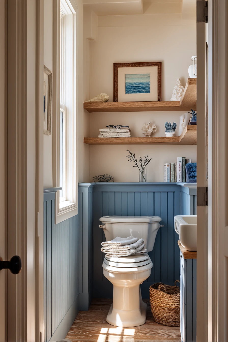 Coastal-Inspired Guest Bath in Cobalt and Sand