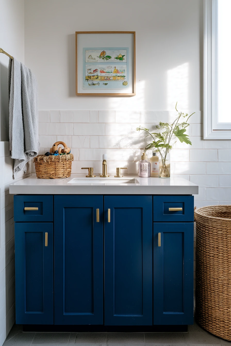 Sunlit Family Bathroom with Cobalt Vanity