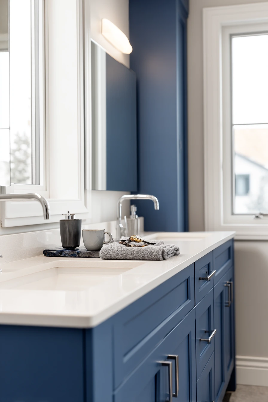 Cobalt Blue Ensuite for a Working Couple