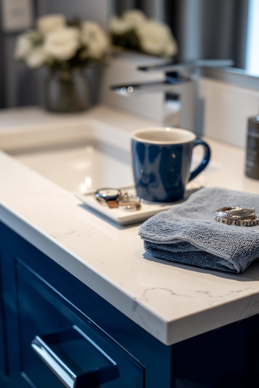 Cobalt Blue Ensuite for a Working Couple